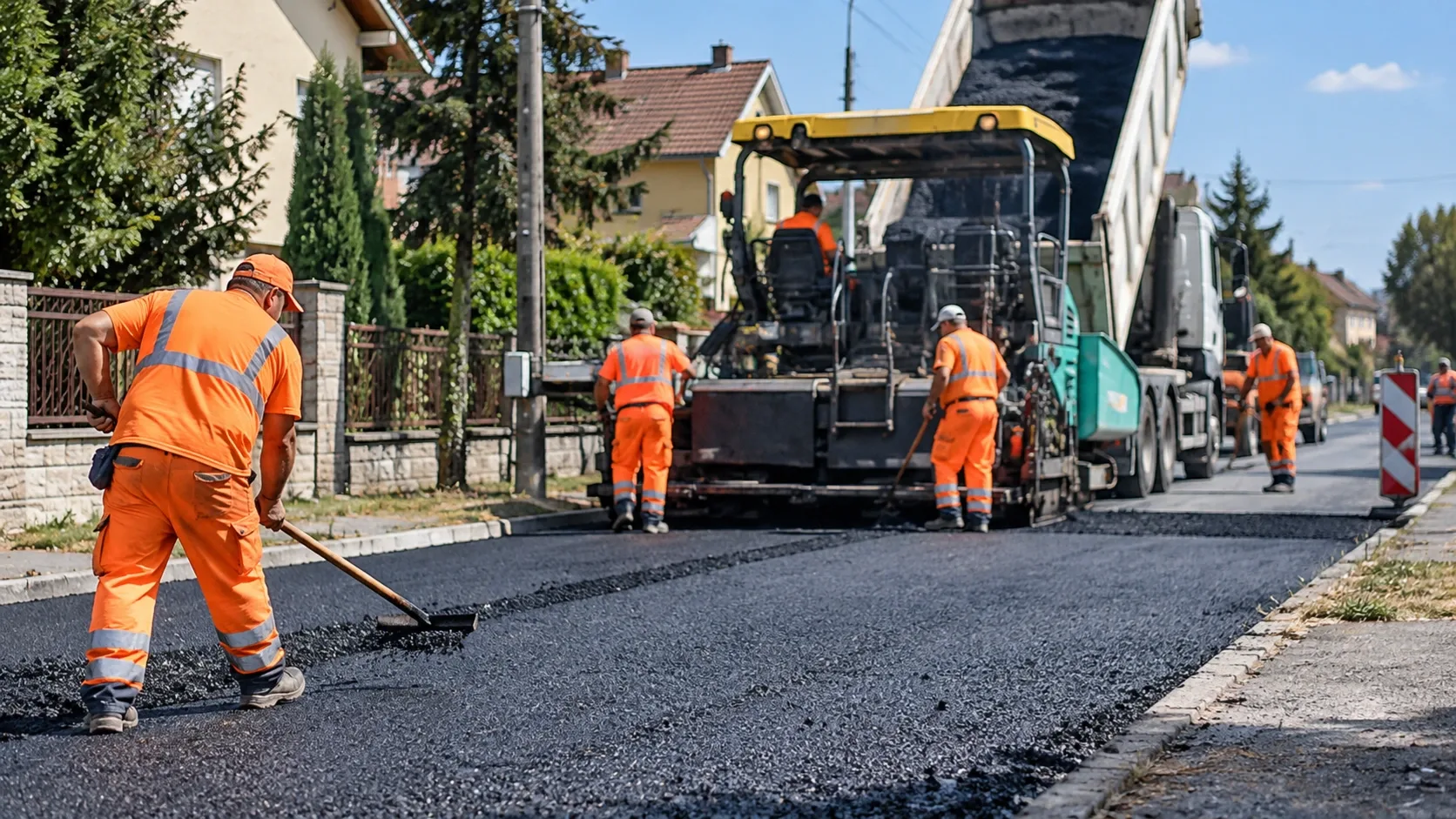 Útburkolási munkálatok egy lakóövezeti utcában – illusztráció