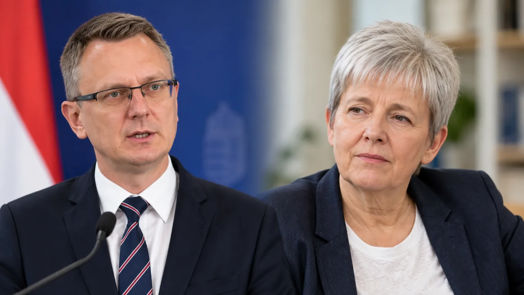 Rétvári Bencét és Lannert Juditot ábrázoló illusztráció az összeférhetetlenségről szóló cikkhez.