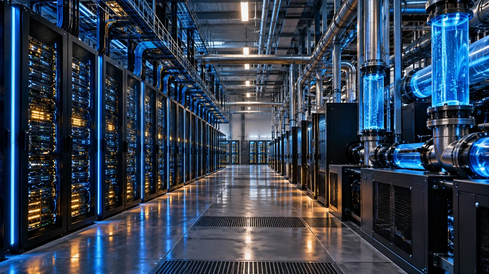 Mesterséges intelligenciát működtető adatközpont szerverei és energiaellátása