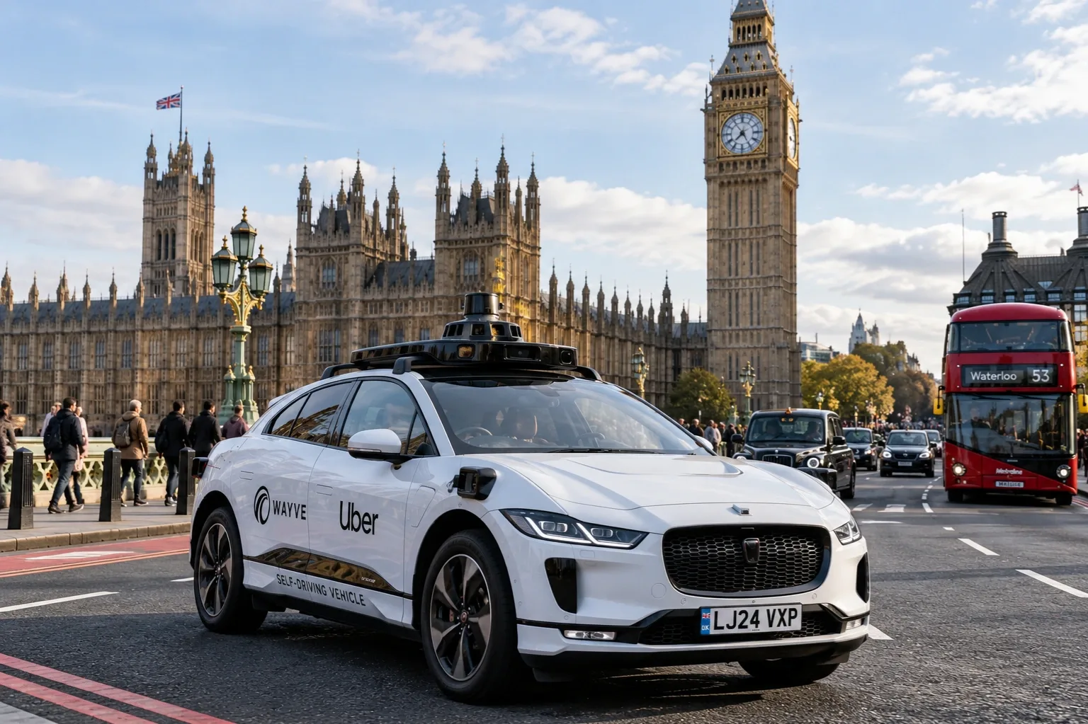 Önvezető taxi Londonban, a Westminster-palota és az Elizabeth Tower közelében